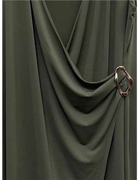 Drapiertes Lycra-Midikleid mit Schnalle