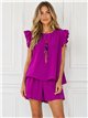 Conjunto top manga volantes con collar y short