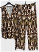 Conjunto top lycra talla grande estampado étnico y pantalón
