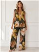 Conjunto top lycra talla grande estampado peonias y pantalón