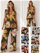 Conjunto top lycra talla grande estampado peonias y pantalón