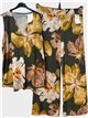 Conjunto top lycra talla grande estampado peonias y pantalón