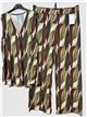 Conjunto top lycra talla grande estampado retro y pantalón
