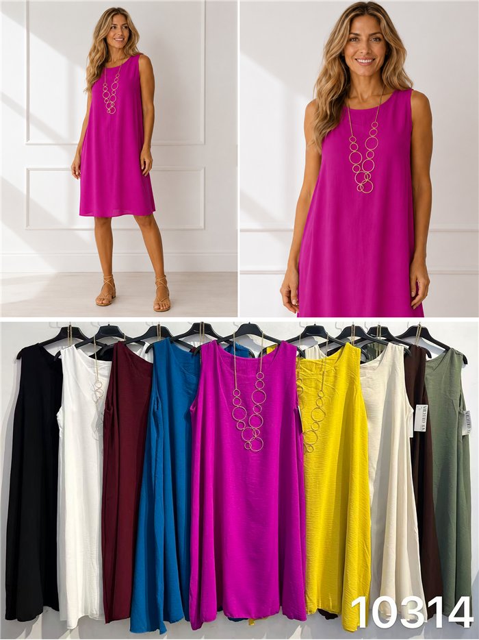 Kurzes, ärmelloses, schlichtes Kleid mit Kragen