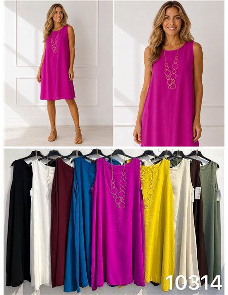 Kurzes, ärmelloses, schlichtes Kleid mit Kragen