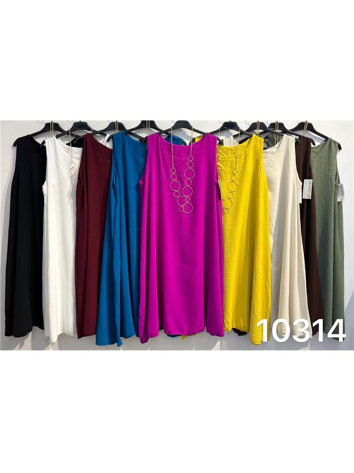 Kurzes, ärmelloses, schlichtes Kleid mit Kragen