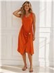 Gerafftes Lycra-Midikleid mit Schnalle
