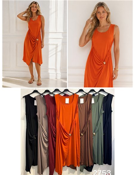 Gerafftes Lycra-Midikleid mit Schnalle