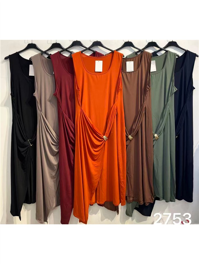 Gerafftes Lycra-Midikleid mit Schnalle