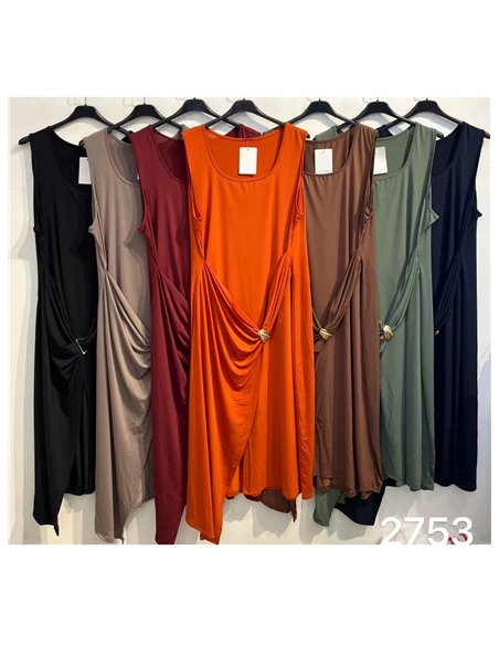 Gerafftes Lycra-Midikleid mit Schnalle