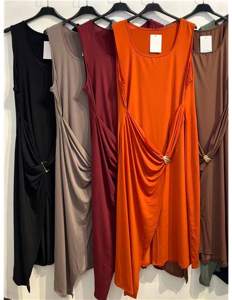 Gerafftes Lycra-Midikleid mit Schnalle
