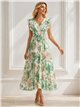 Vestido longo plissado floral