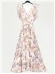 Vestido longo plissado floral