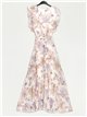 Vestido longo plissado floral