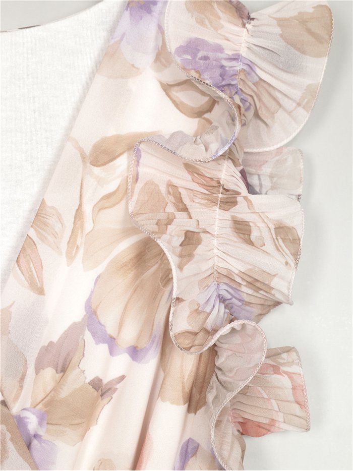 Vestido longo plissado floral