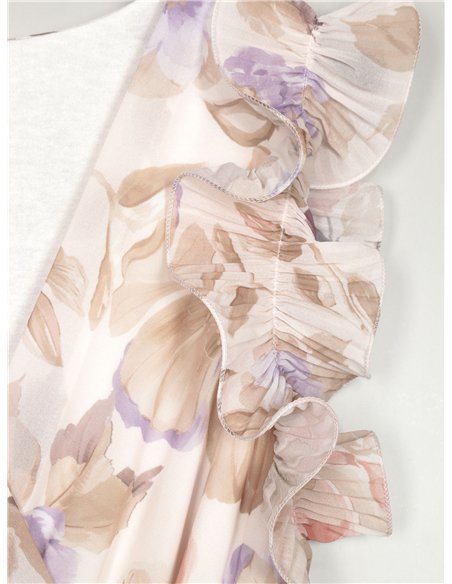 Vestido longo plissado floral
