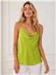 Top in raso con scollo drappeggiato