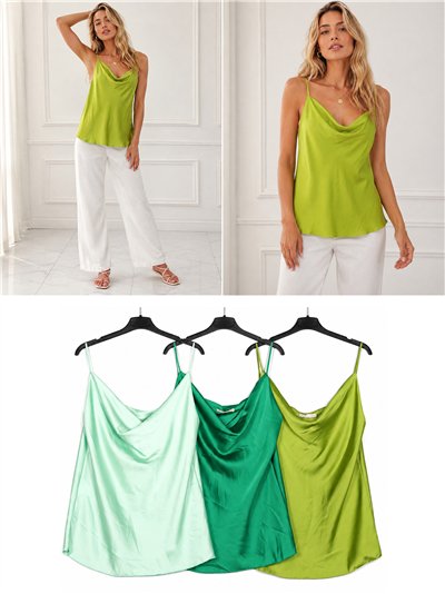 Top satinado cuello drapeado 2