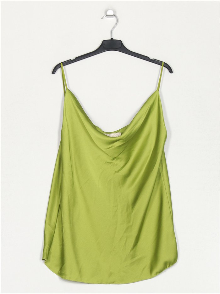 Top in raso con scollo drappeggiato