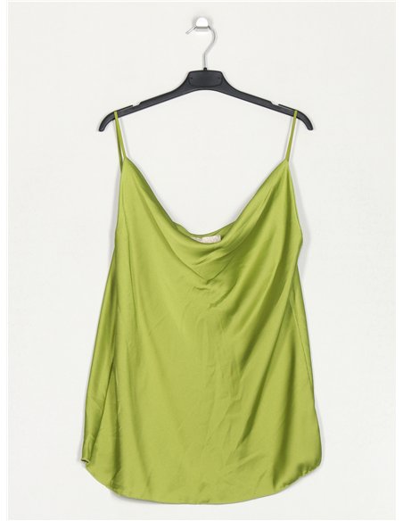 Top in raso con scollo drappeggiato