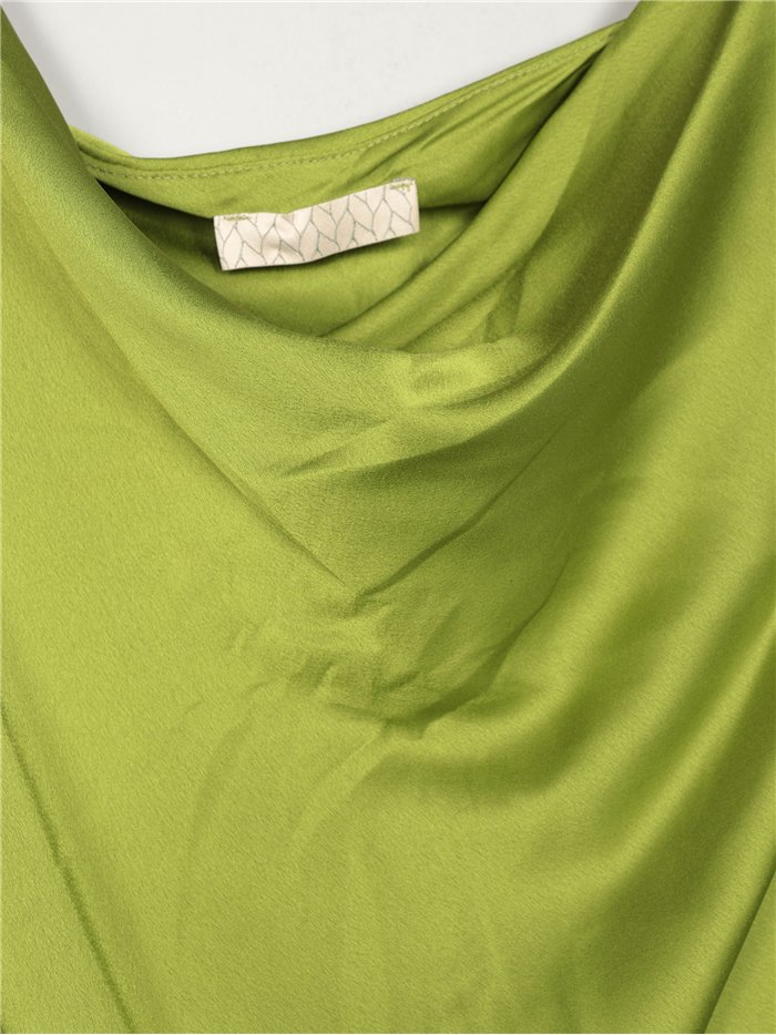 Top in raso con scollo drappeggiato