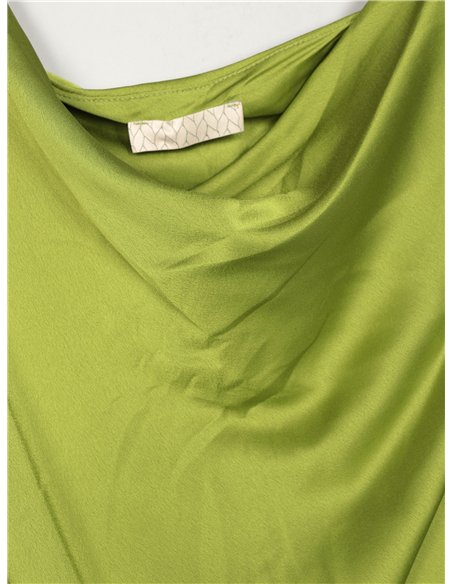 Top in raso con scollo drappeggiato