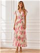 Geblümtes, plissiertes Maxikleid