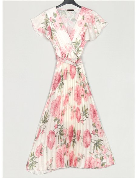 Geblümtes, plissiertes Maxikleid