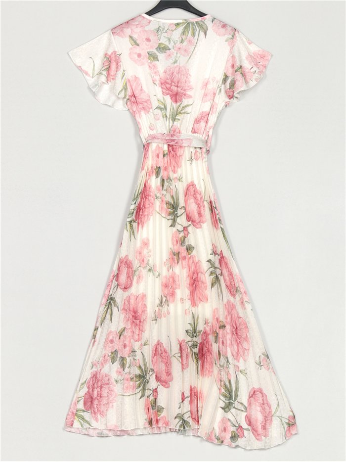 Geblümtes, plissiertes Maxikleid