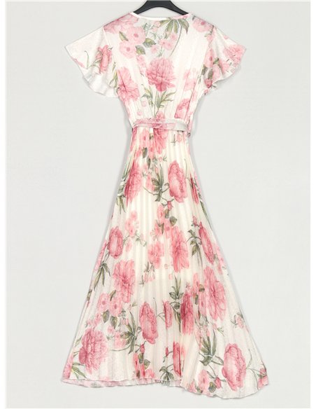 Geblümtes, plissiertes Maxikleid