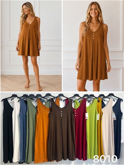 Vestido liso sin mangas con botones 2