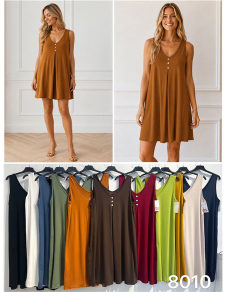 Schlichtes ärmelloses Kleid mit Knöpfen