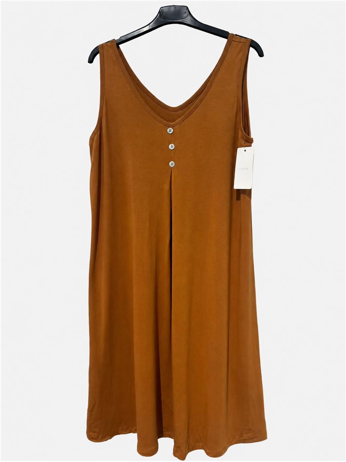Schlichtes ärmelloses Kleid mit Knöpfen