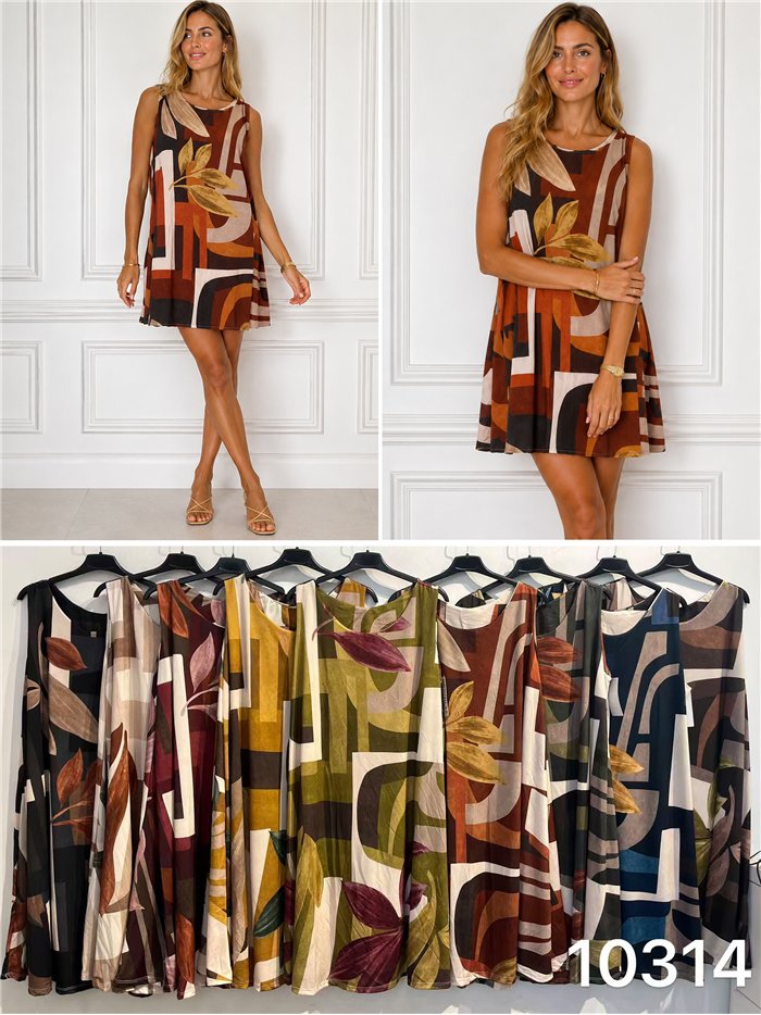 Kurzes Kleid mit abstraktem Muster