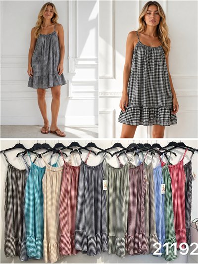 Vestido corto vichy con volante 2