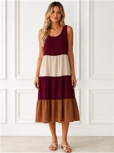 Vestido midi tricolor sin mangas