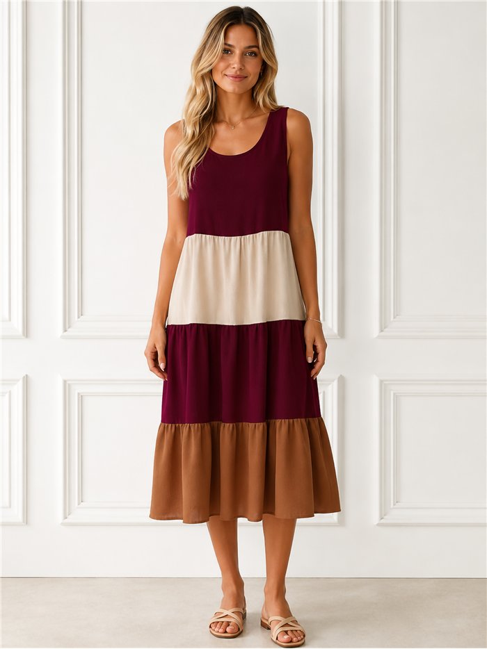 Sleeveless colourblock midi dress