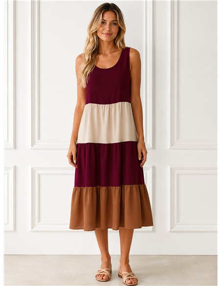 Sleeveless colourblock midi dress