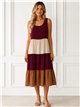 Sleeveless colourblock midi dress