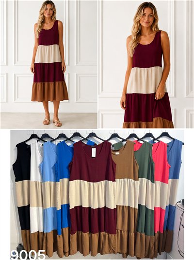 Vestido midi tricolor sin mangas 2