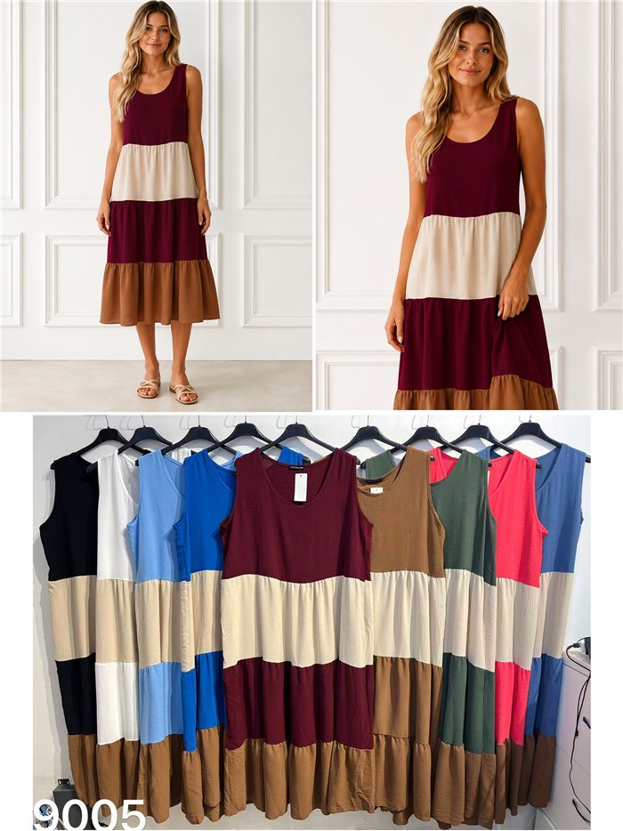 Sleeveless colourblock midi dress