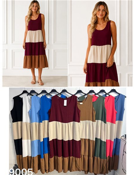 Sleeveless colourblock midi dress