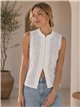 Blusa encaje con cuello mao