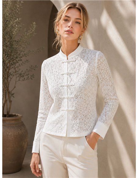 Chaqueta encaje con alamares