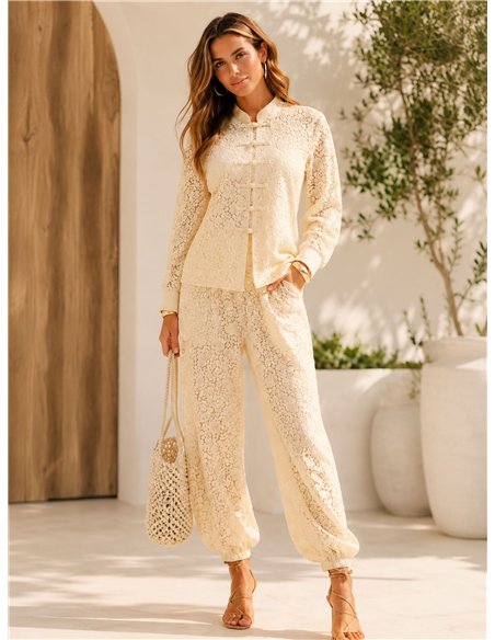 Pantalón jogger encaje