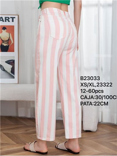 Pantalón denim barrel rayas rosa 2