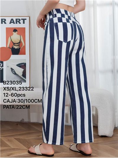 Pantalón denim barrel rayas azul marino 2