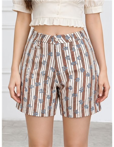Bermuda denim rayas y flores