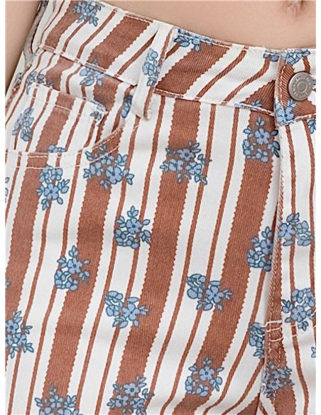 Bermuda denim rayas y flores