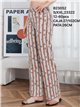 Pantalón denim recto rayas y flores